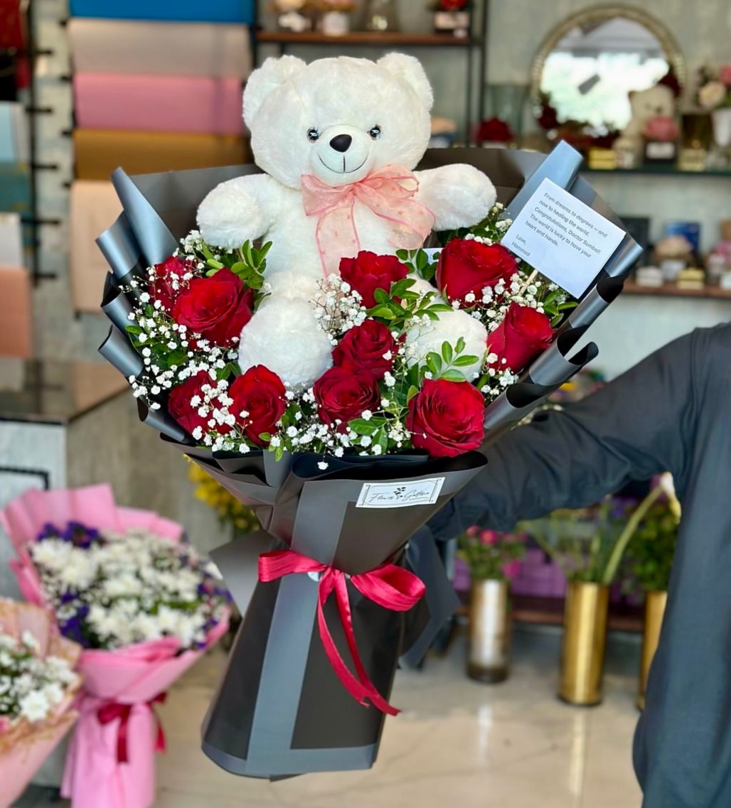 Teddy & Red Roses