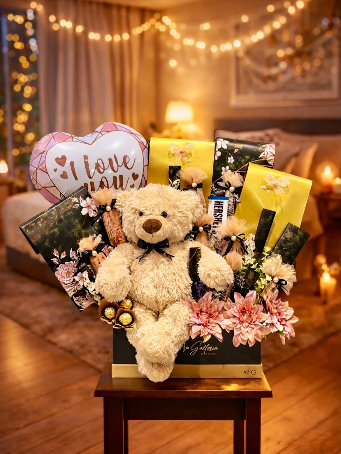 Heart Teddy & Lilies