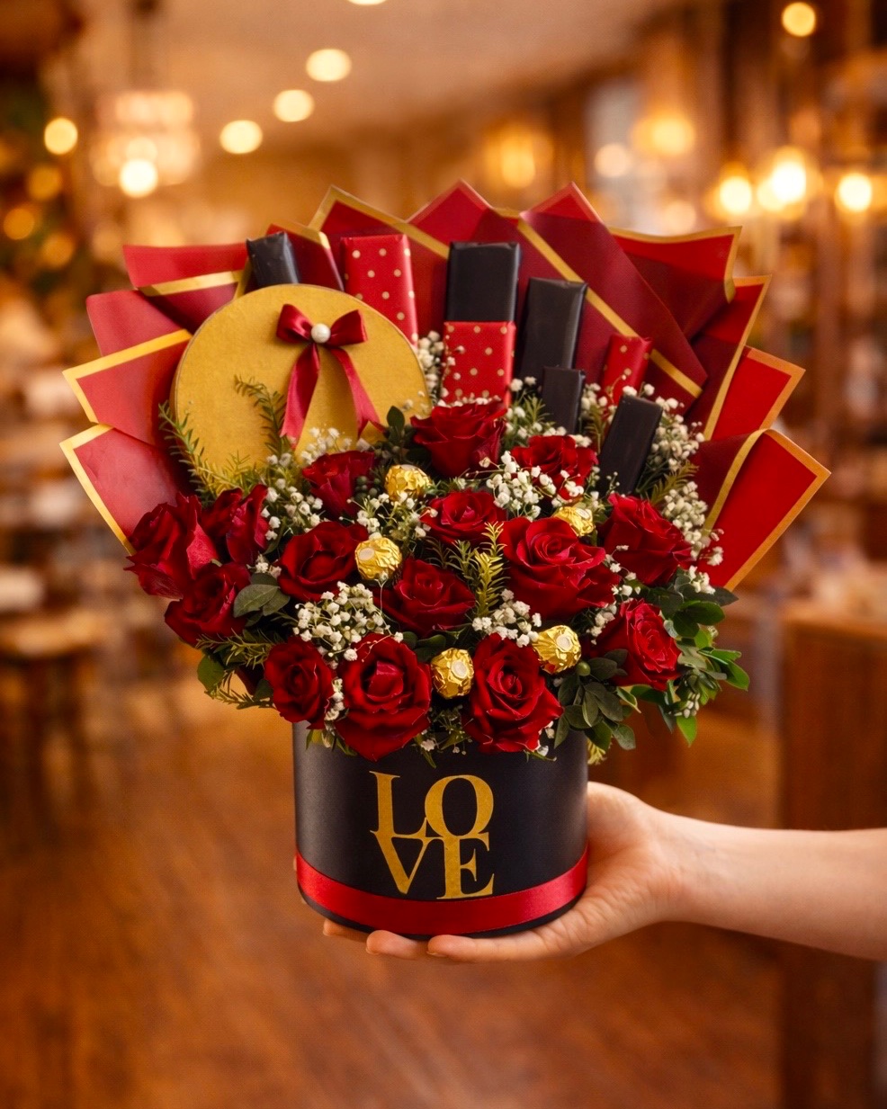 Flower with chocolates box